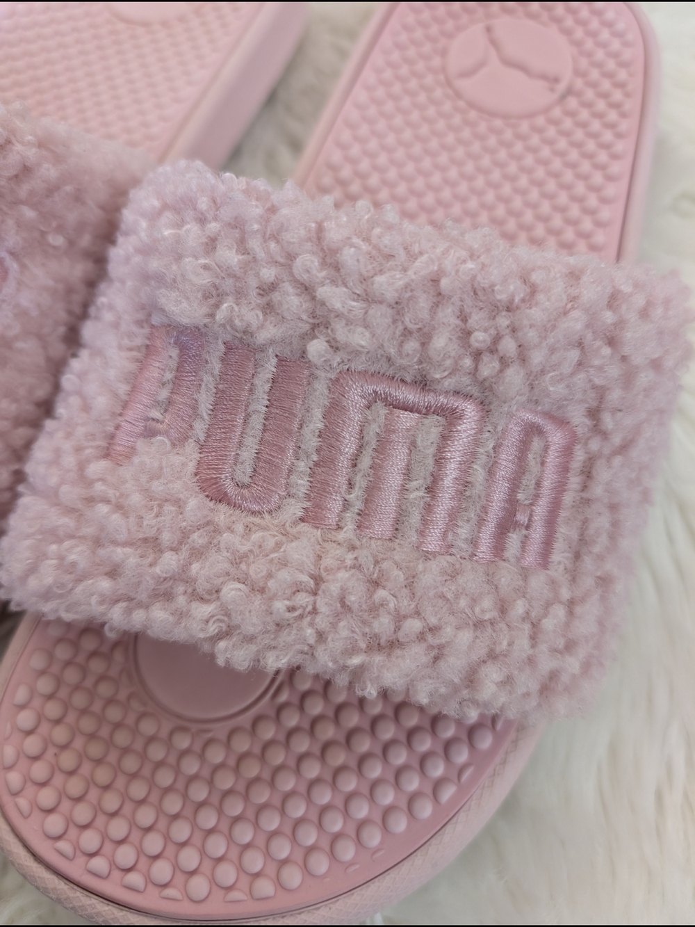 PUMA Cool Cat Sherpa slide sandals in lotus pink colorway Size 5 - Picture 5 of 10